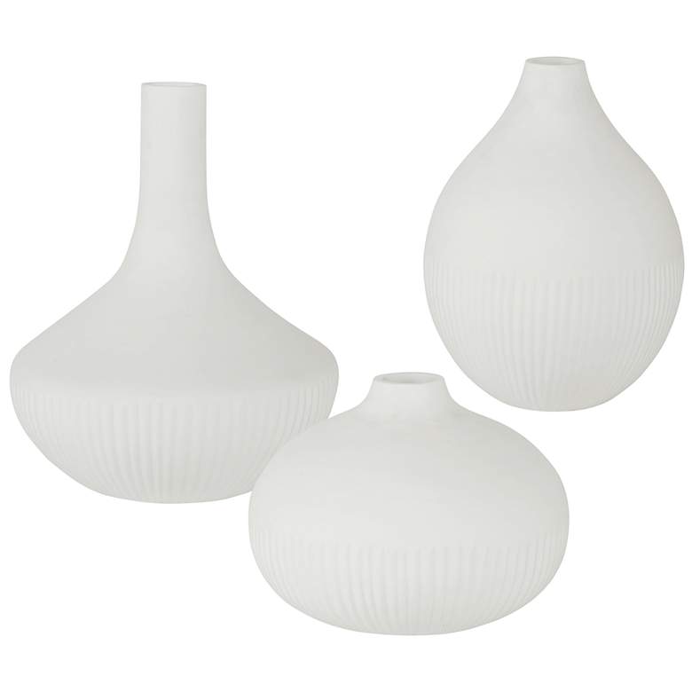 Image 1 Uttermost Apothecary 12" High Satin White Vases Set of 3