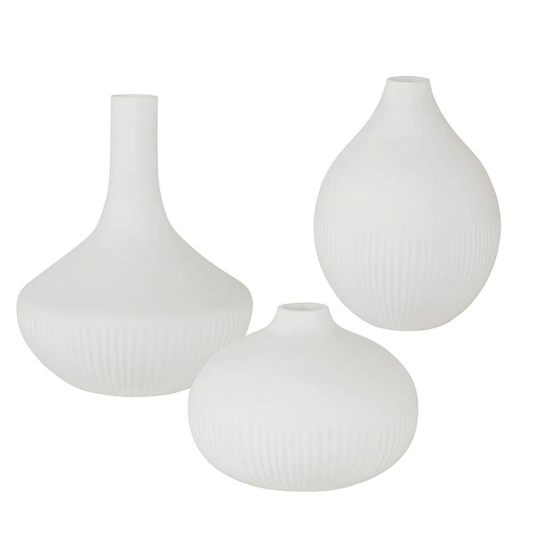 Image 3 Uttermost Apothecary 12" High Satin White Vases Set of 3