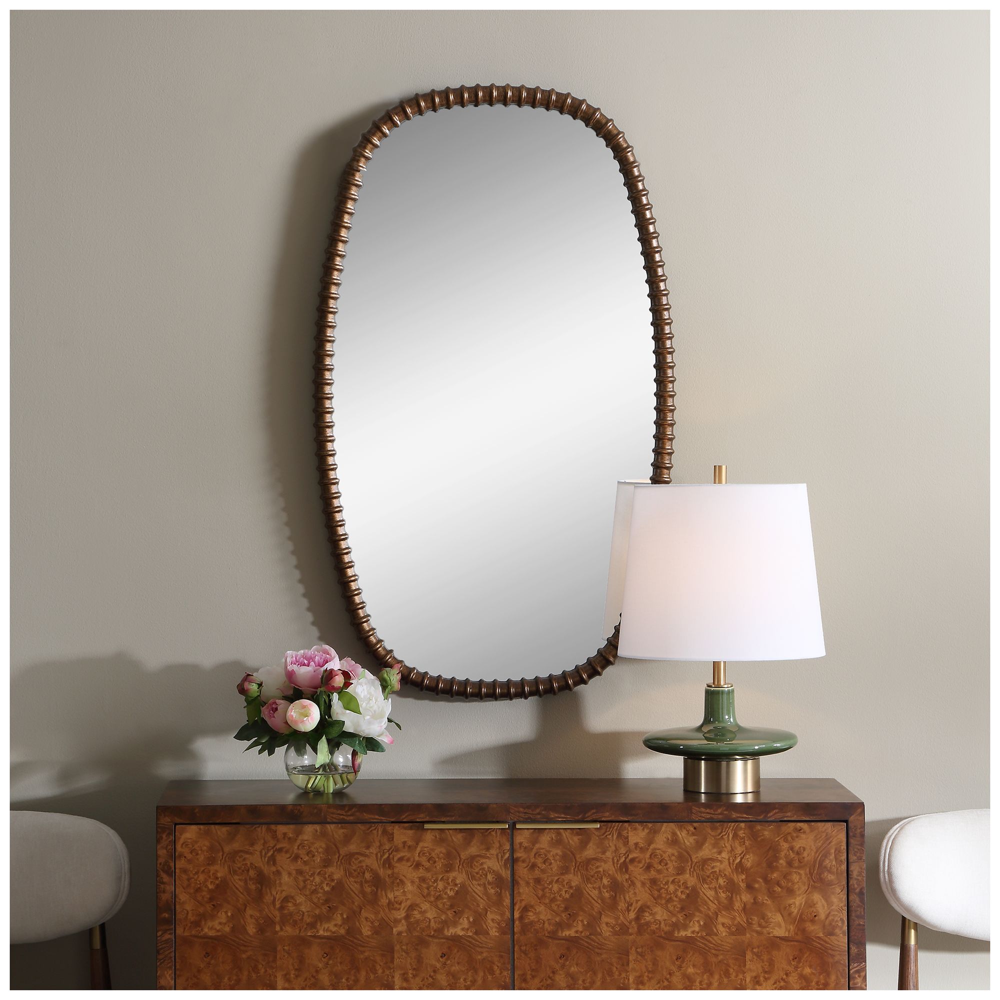 Image 2 Uttermost Apphia 22" x 37" Bronze Framed Wall Mirror more views