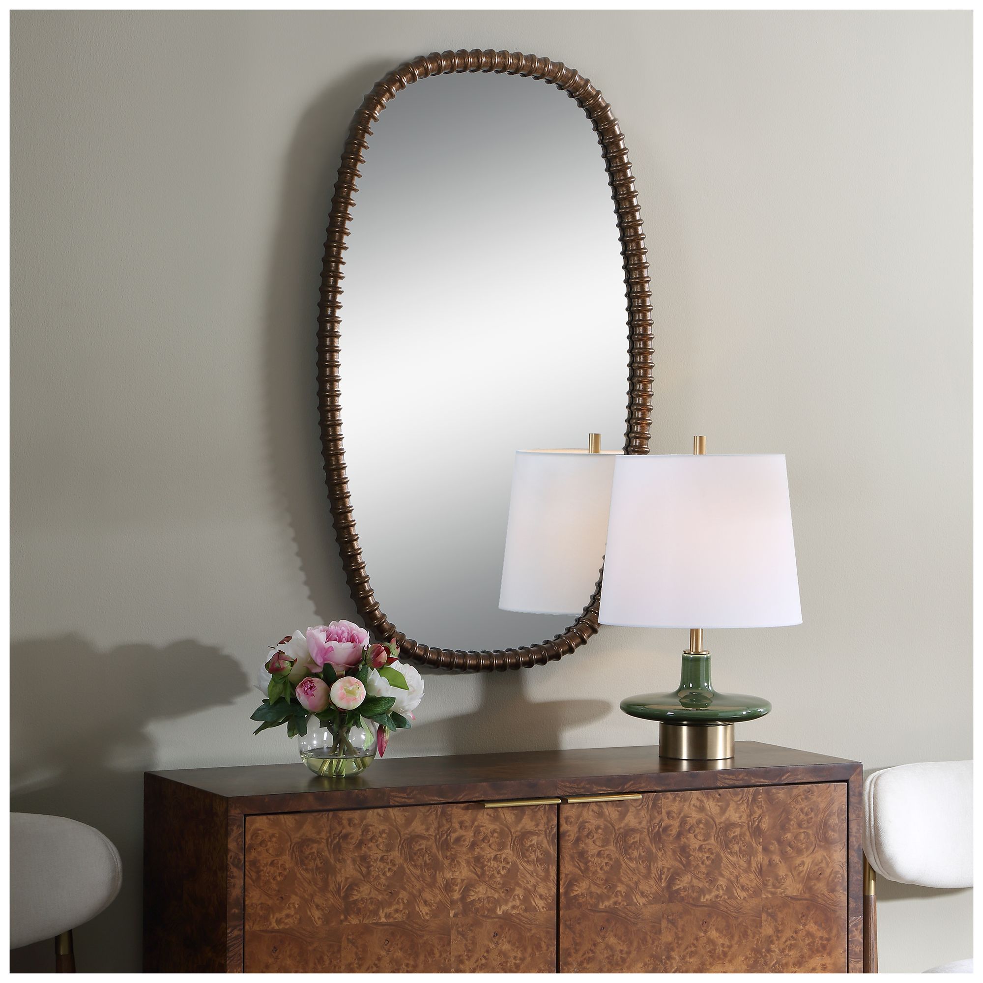 Image 3 Uttermost Apphia 22" x 37" Bronze Framed Wall Mirror more views