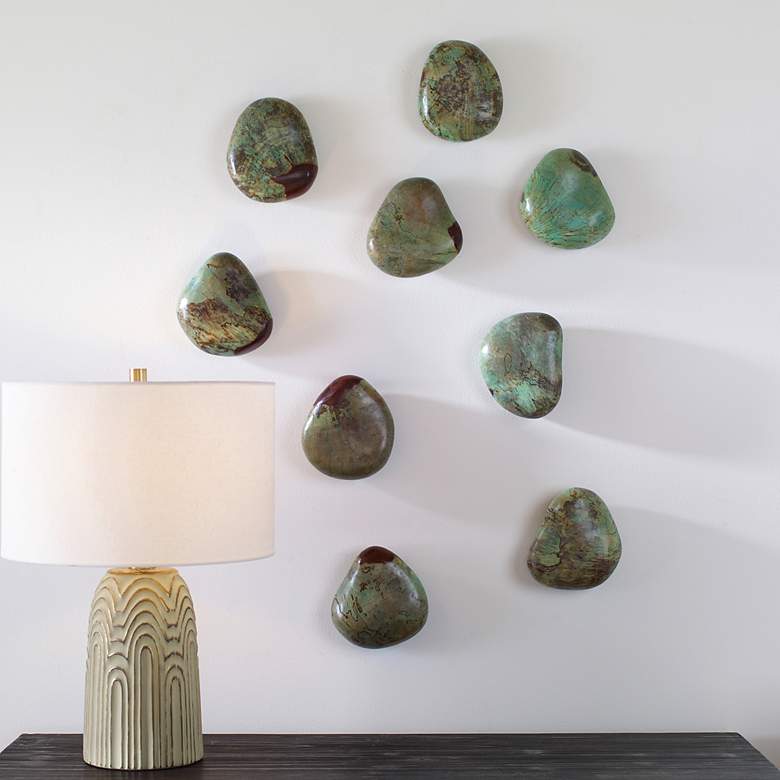 Image 1 Uttermost Aqua Decorative Pebbles Wall Decor Set of 9
