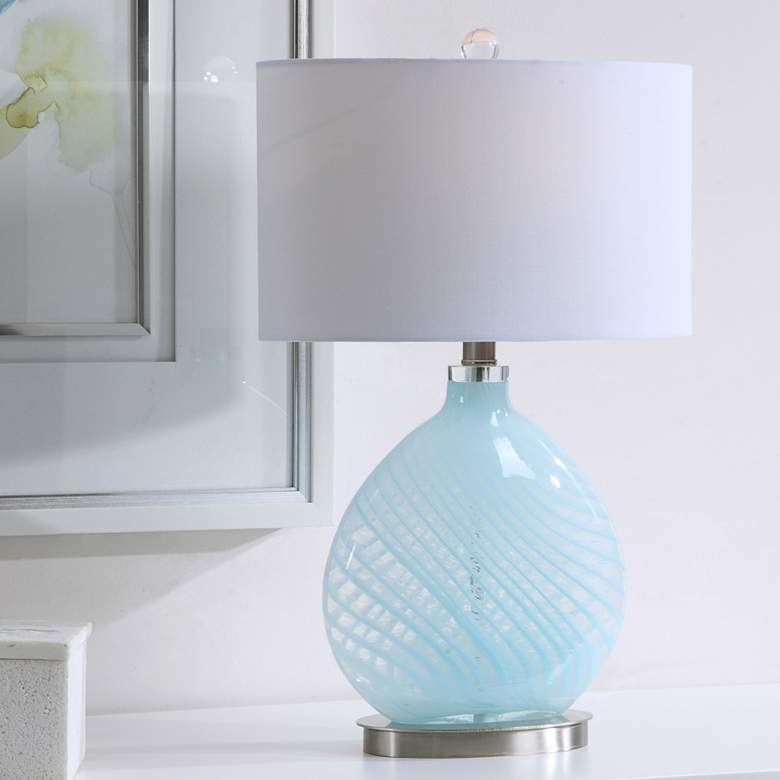 Image 1 Uttermost Aquata Light Blue Glass Accent Table Lamp