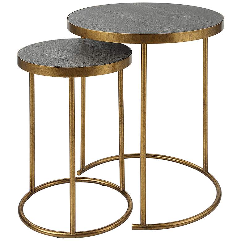 Image 2 Uttermost Aragon 19.5" Wide Gold and Brass Nesting Tables Set of 2