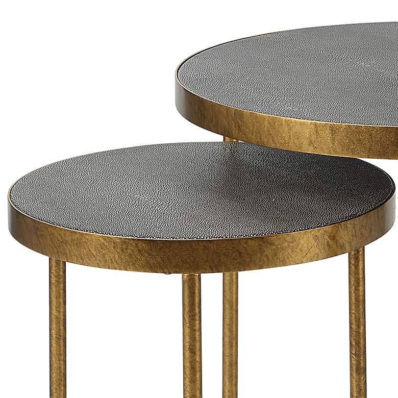 Image 3 Uttermost Aragon 19.5" Wide Gold and Brass Nesting Tables Set of 2 more views