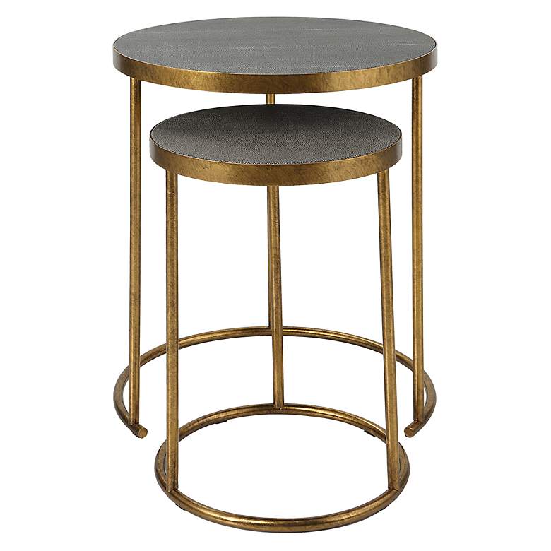 Image 3 Uttermost Aragon 19.5" Wide Gold and Brass Nesting Tables Set of 2 more views