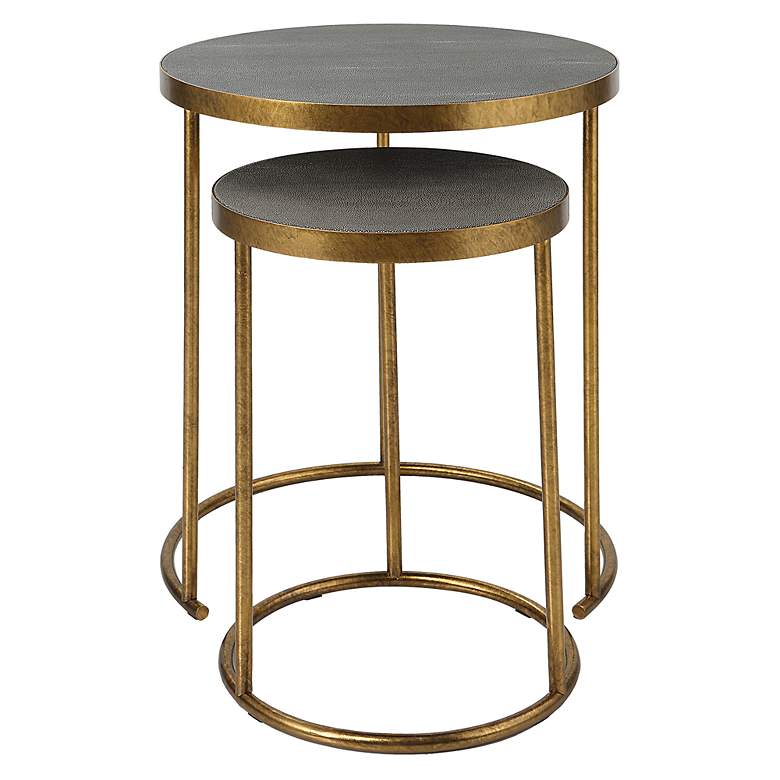 Image 3 Uttermost Aragon 19.5 inch Wide Gold and Brass Nesting Tables Set of 2 more views