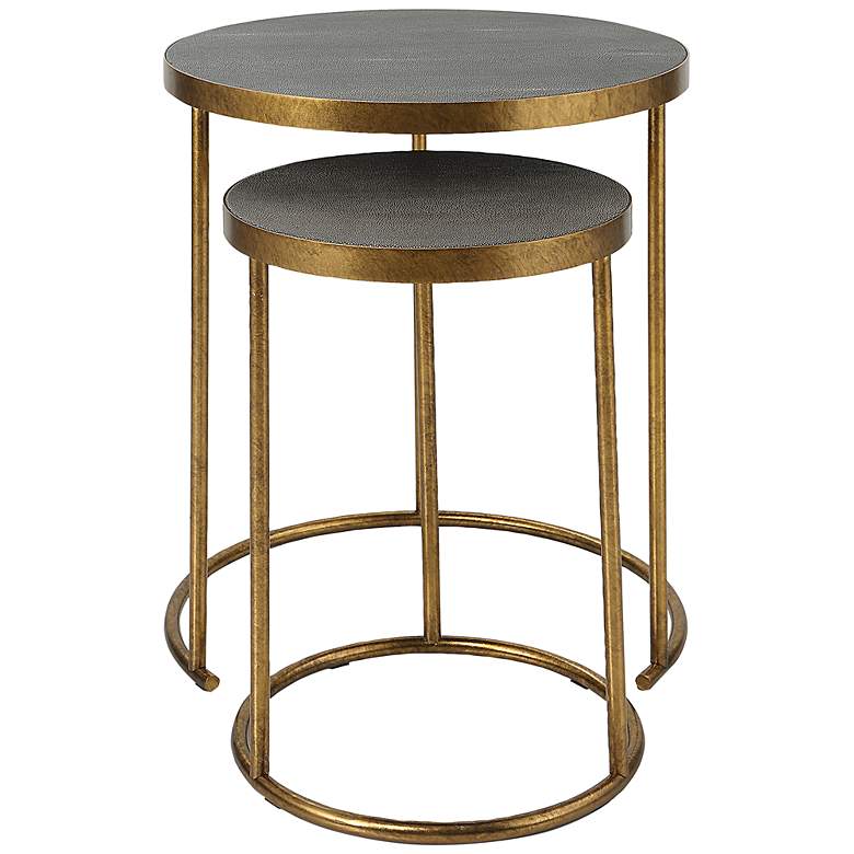 Image 4 Uttermost Aragon 19.5" Wide Gold and Brass Nesting Tables Set of 2 more views