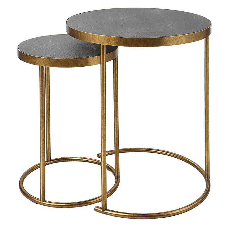 Image 4 Uttermost Aragon 19.5" Wide Gold and Brass Nesting Tables Set of 2 more views