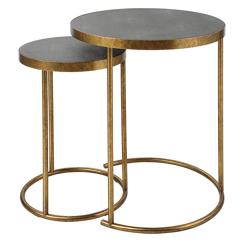 Image 4 Uttermost Aragon 19.5 inch Wide Gold and Brass Nesting Tables Set of 2 more views