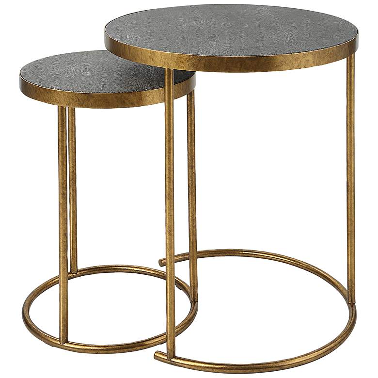 Image 5 Uttermost Aragon 19.5" Wide Gold and Brass Nesting Tables Set of 2 more views