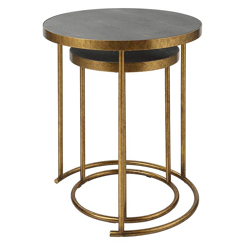 Image 5 Uttermost Aragon 19.5 inch Wide Gold and Brass Nesting Tables Set of 2 more views