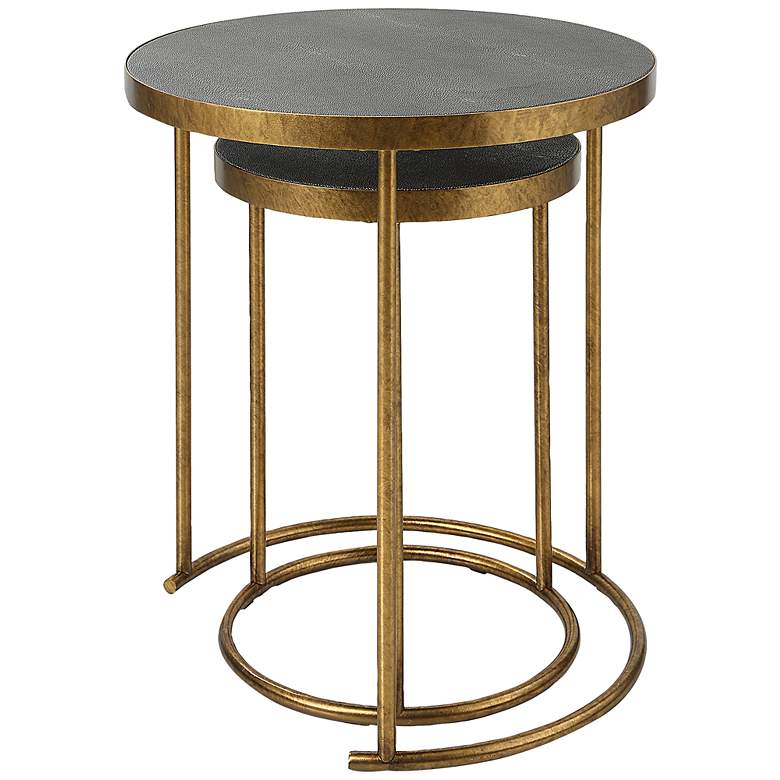 Image 6 Uttermost Aragon 19.5" Wide Gold and Brass Nesting Tables Set of 2 more views
