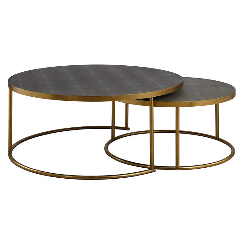Image 2 Uttermost Aragon Nesting 2-Piece Gray and Brass Coffee Tables