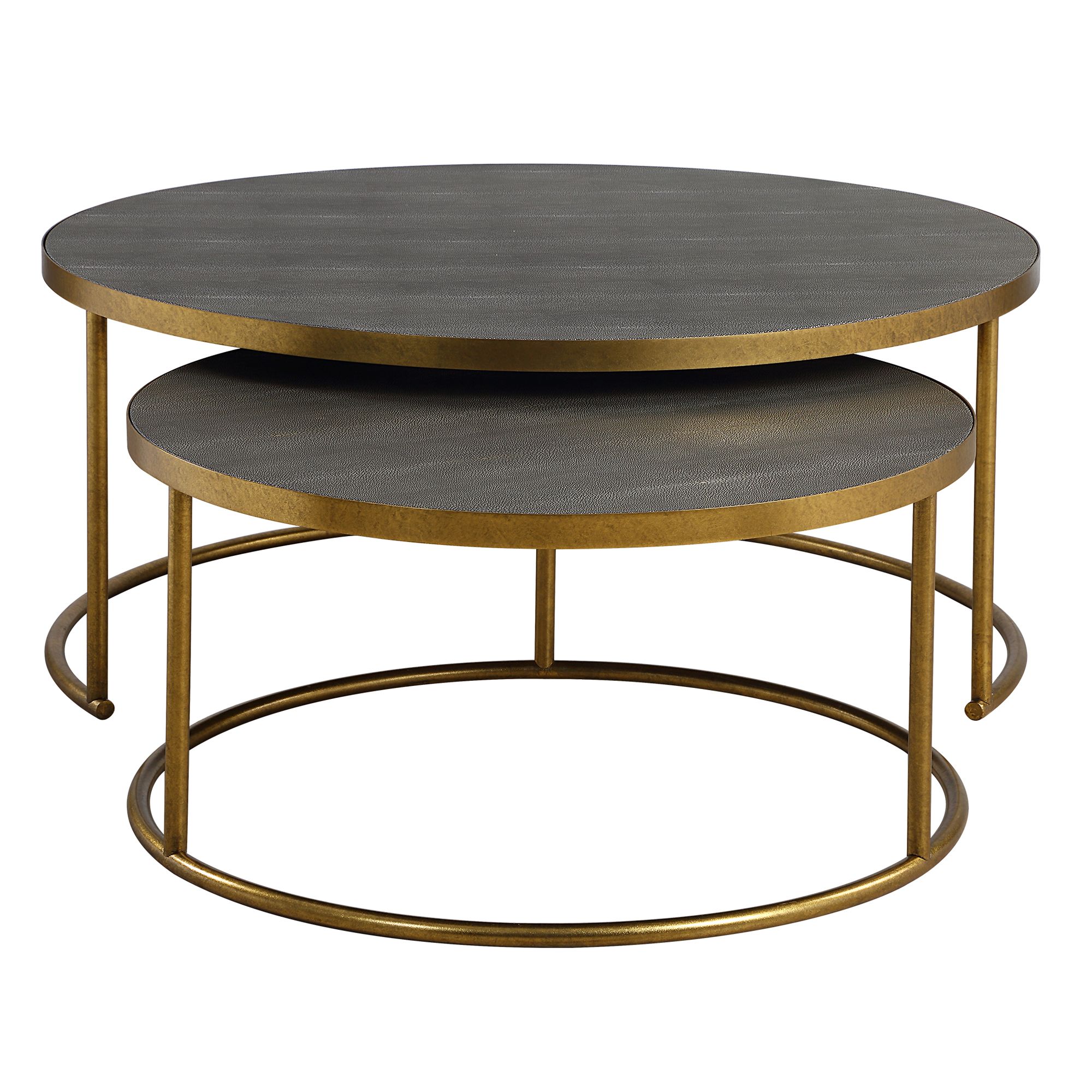 Image 5 Uttermost Aragon Nesting 2-Piece Gray and Brass Coffee Tables more views