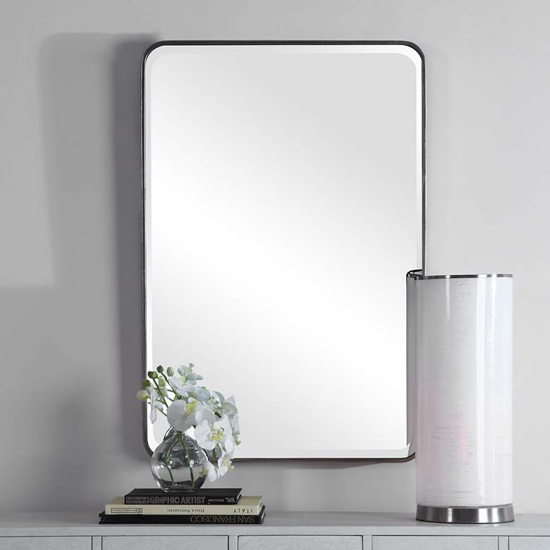 Image 1 Uttermost Aramis Silver Leaf 24 inch x 36 inch Vanity Wall Mirror