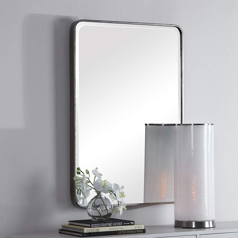 Image 3 Uttermost Aramis Silver Leaf 24" x 36" Vanity Wall Mirror more views