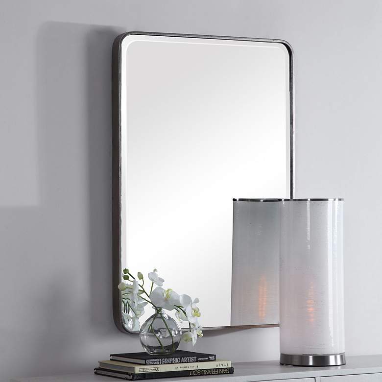 Image 3 Uttermost Aramis Silver Leaf 24 inch x 36 inch Vanity Wall Mirror more views