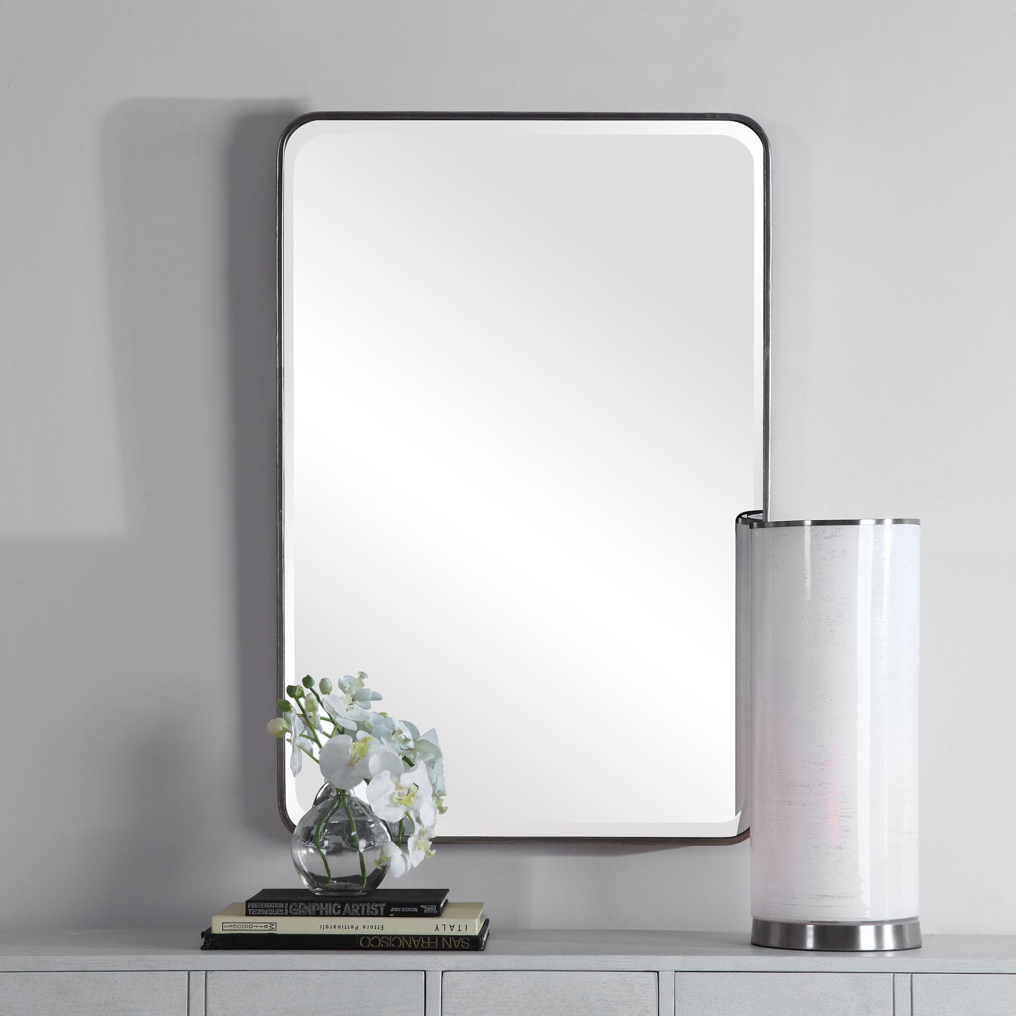 Image 6 Uttermost Aramis Silver Leaf 24" x 36" Vanity Wall Mirror more views