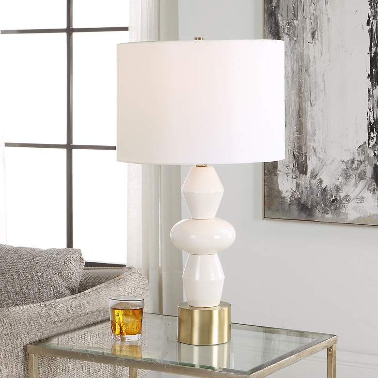 Image 1 Uttermost Architect 29 1/4" High Ivory Gloss Glaze Ceramic Table Lamp