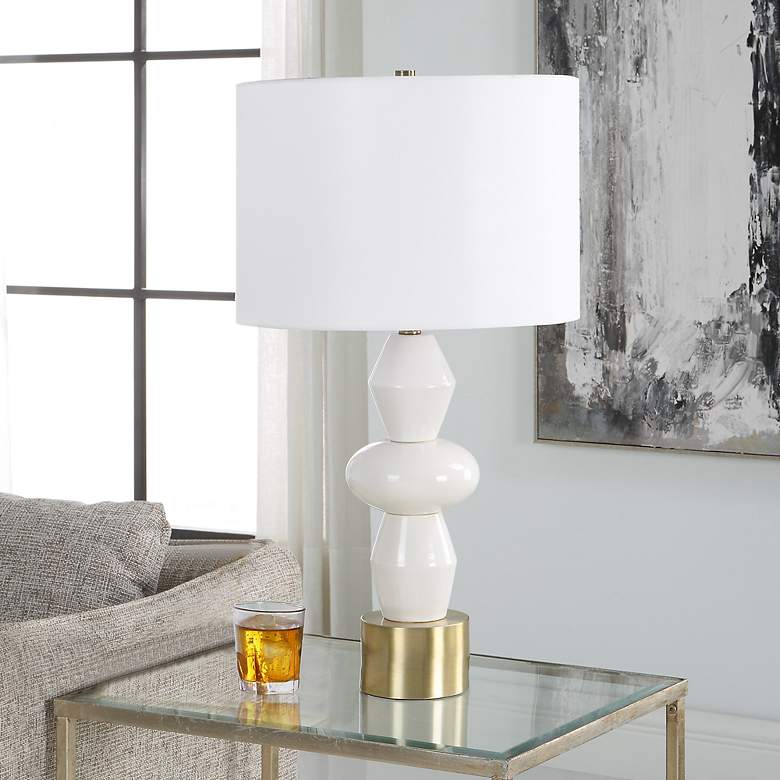 Image 3 Uttermost Architect 29 1/4" High Ivory Gloss Glaze Ceramic Table Lamp more views
