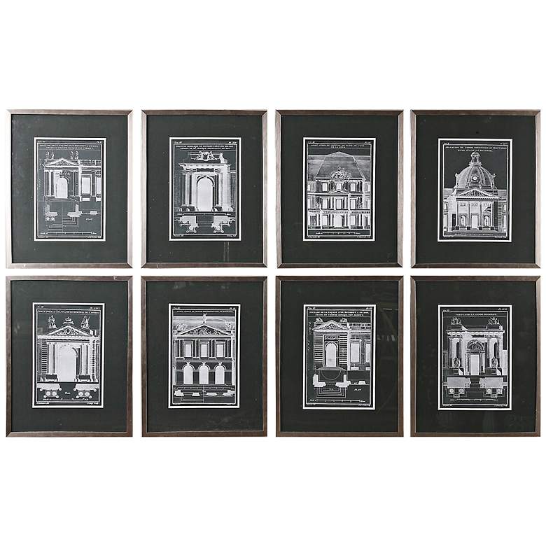 Image 1 Uttermost Architectural 8-Piece 24 3/4 inch High Wall Art Set