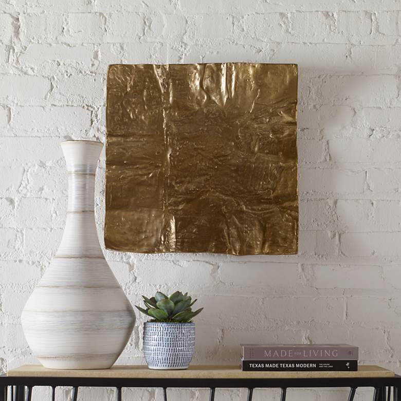 Image 1 Uttermost Archive 19" Square Brass Metal Wall Art