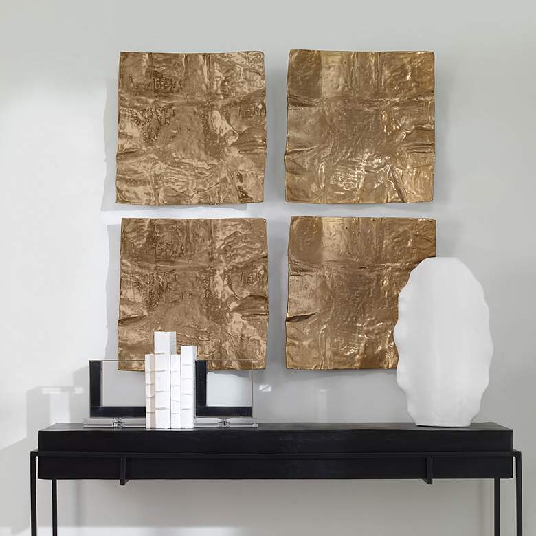Image 3 Uttermost Archive 19" Square Brass Metal Wall Art more views