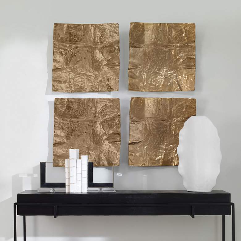 Image 2 Uttermost Archive 19 inch Square Brass Metal Wall Art more views