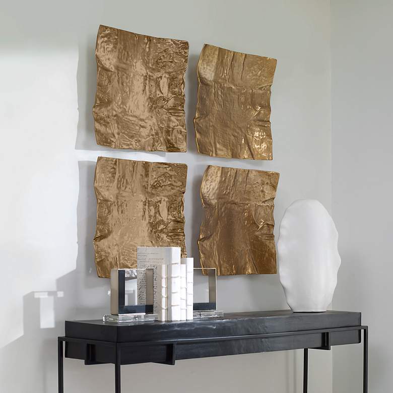 Image 4 Uttermost Archive 19" Square Brass Metal Wall Art more views