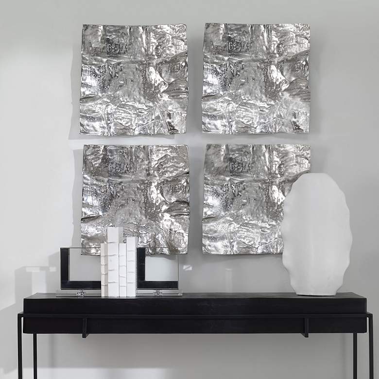 Image 2 Uttermost Archive 19" Square Nickel Metal Wall Art more views