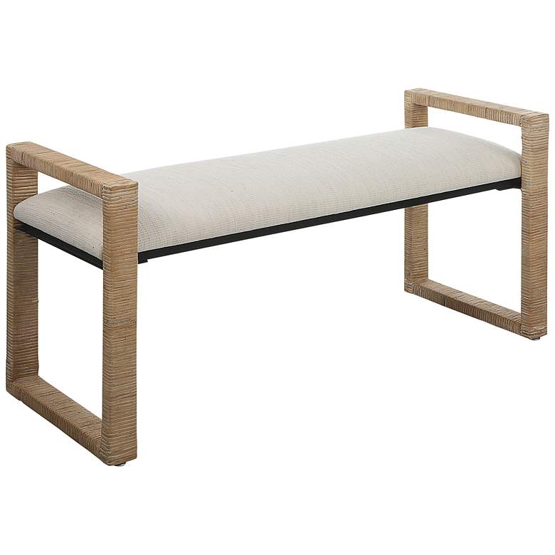 Image 2 Uttermost Areca 48" Wide Textured Oatmeal Fabric Bench