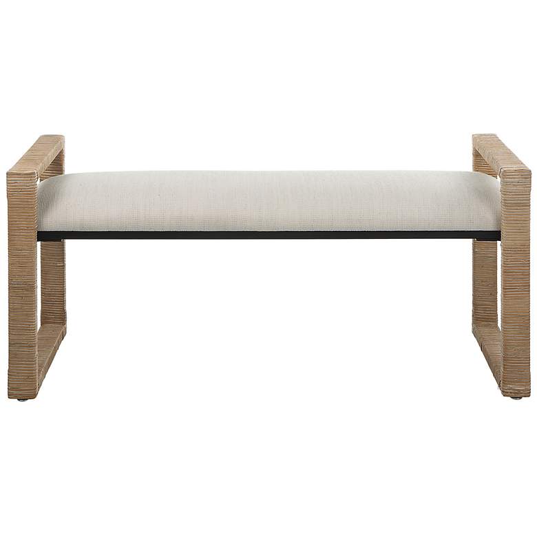 Image 2 Uttermost Areca 48" Wide Textured Oatmeal Fabric Bench