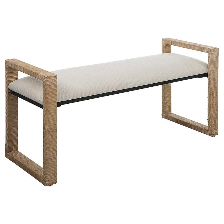 Image 4 Uttermost Areca 48 inch Wide Textured Oatmeal Fabric Bench more views