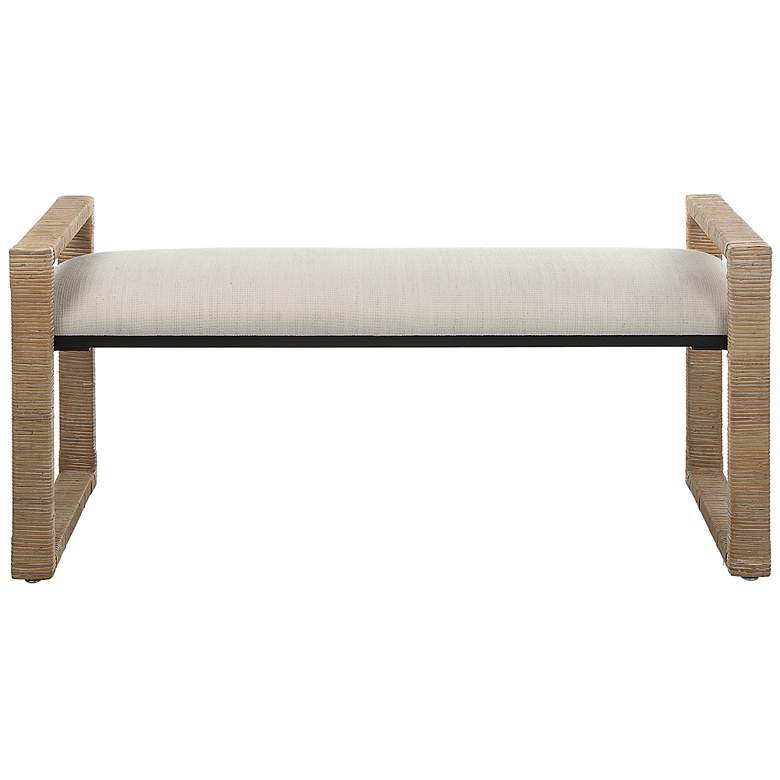 Image 6 Uttermost Areca 48 inch Wide Textured Oatmeal Fabric Bench more views