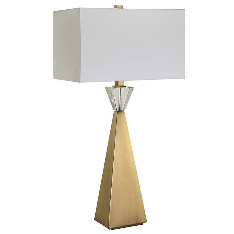 Image 4 Uttermost Arete Plated Antique Brass and Crystal Table Lamp more views