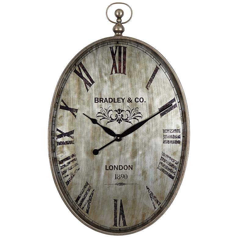 Image 1 Uttermost Argento 34 1/2 inch High Champagne Silver Clock