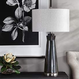 Image1 of Uttermost Arlan Dark Charcoal Glaze Ceramic Table Lamp