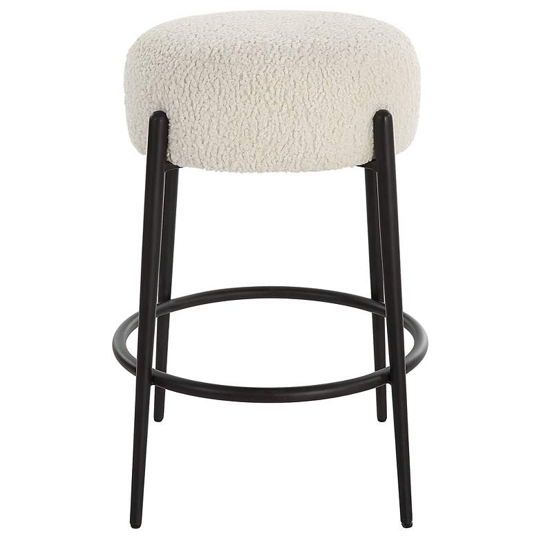 Image 6 Uttermost Arles 26" White Faux Shearling Counter Stool more views