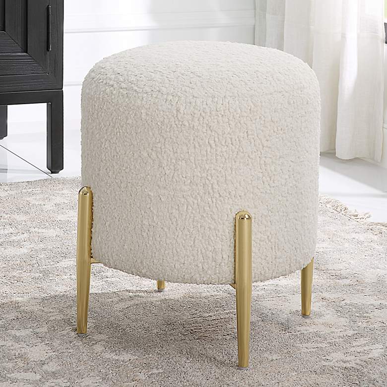 Image 1 Uttermost Arles Brass and White Ottoman