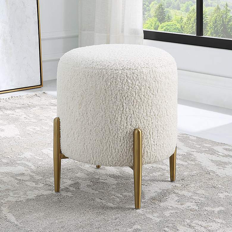 Image 5 Uttermost Arles Brass and White Ottoman more views
