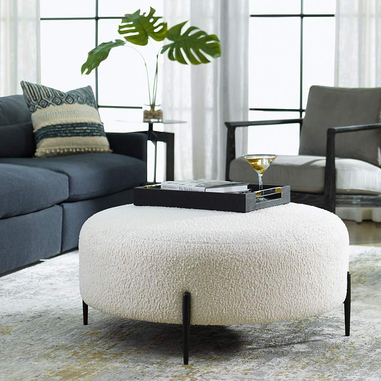 Image 3 Uttermost Arles Large White and Black Ottoman more views