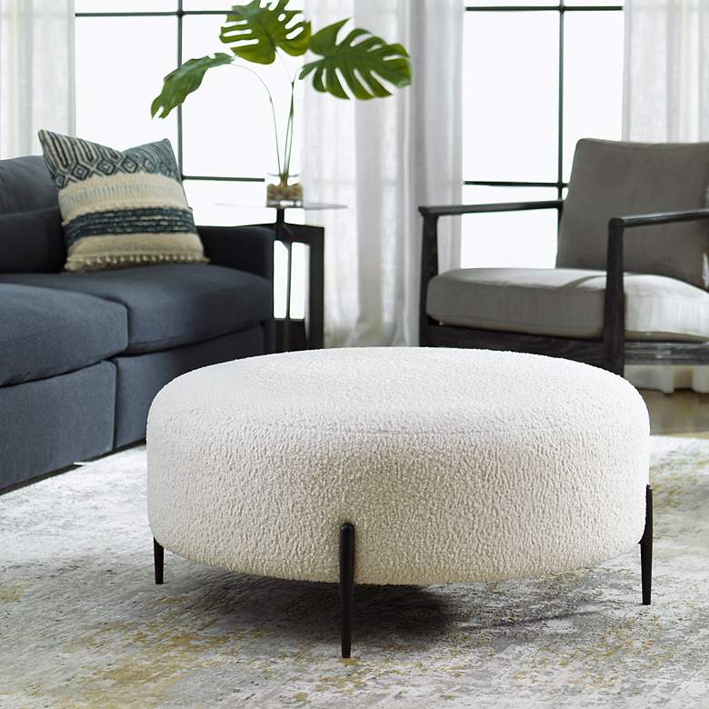 Image 4 Uttermost Arles Large White and Black Ottoman more views