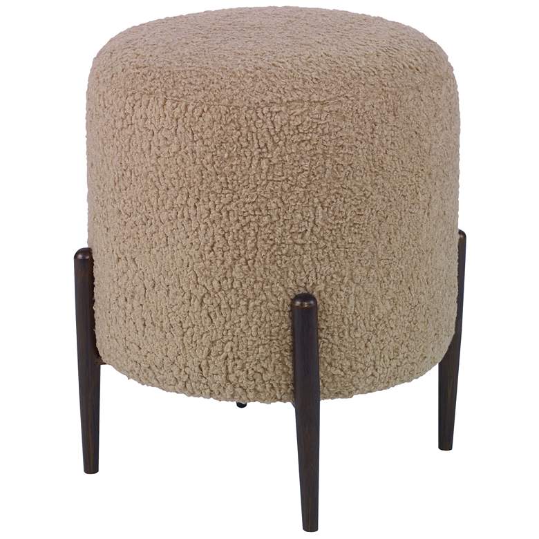 Image 1 Uttermost Arles Latte Faux Shearling Fabric Round Ottoman