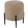 Uttermost Arles Latte Faux Shearling Fabric Round Ottoman