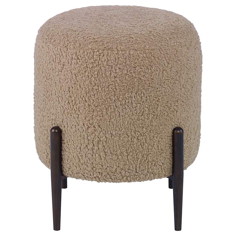 Image 3 Uttermost Arles Latte Faux Shearling Fabric Round Ottoman more views