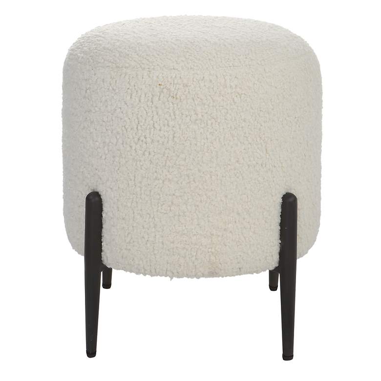 Image 2 Uttermost Arles White Faux Shearling Round Ottoman