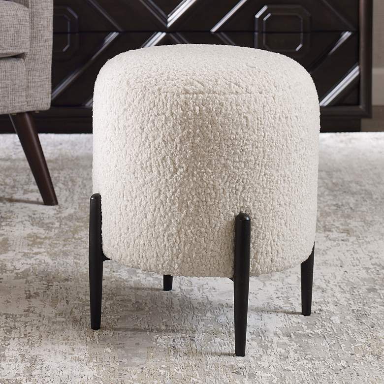 Image 1 Uttermost Arles White Faux Shearling Round Ottoman