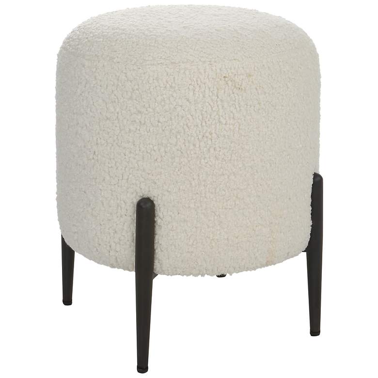 Image 6 Uttermost Arles White Faux Shearling Round Ottoman more views