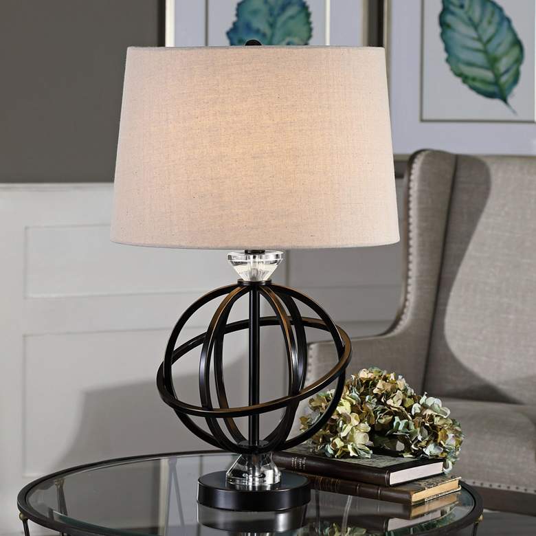 Image 1 Uttermost Armilla Gloss Black with Gold Tipping Table Lamp