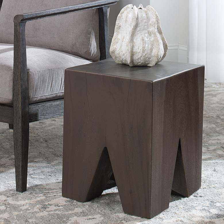 Image 1 Uttermost Armin 18 inch Satin Gray Wood Accent Stool
